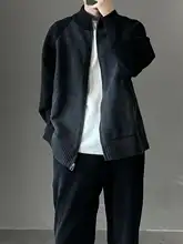 重厚感ある二色使いのジップカーディガン【肩落ちデザイン・カジュアルニット】