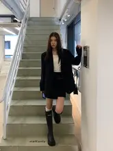 ブラックカジュアルジャケット【韓国風・フィット・春用】