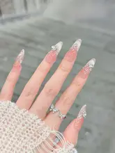 プレスオンネイル ハンドメイド 蝶モチーフ ビジュー キャッツアイ グリッター シアーホワイト 星空 きれいめ 上品 透明感