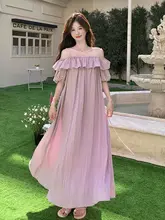 感あふれるピンクのオフショルダーキャミソールワンピース【夏用・絶美なデザイン】