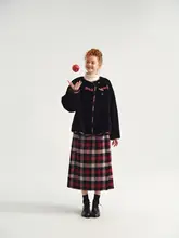 100%ウールのフリンジ付きコート【ダイアゴナルデザイン・ボタン留め】