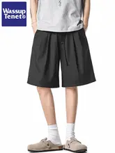 美式スタイルのシワ加工アイスシルクカジュアルショートパンツ【男性用・フィット・夏用】
