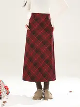 2025年初春新作レッドチェック柄スカート