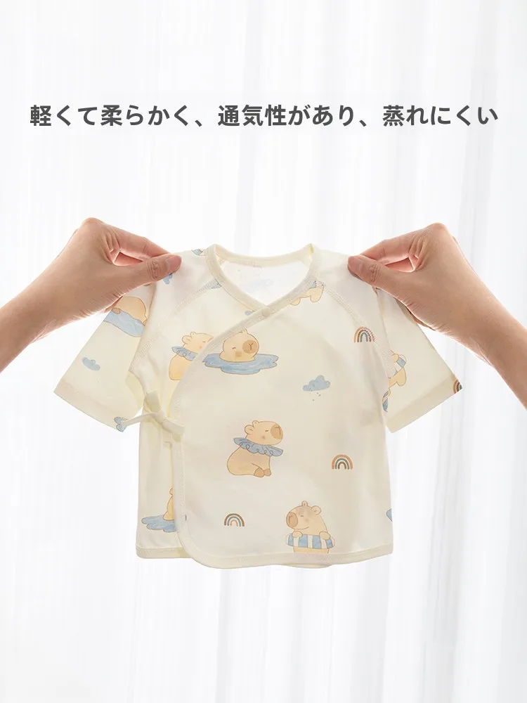 新生児用半背衣：綿100％の透湿デザインが夏の快適さを実現