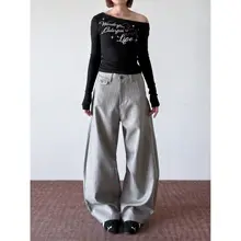 スラックス ユニセックス ストライプ ワイド ストレート カーブド きれいめ ビッグシルエット アメカジ ヴィンテージ 「POJNN」