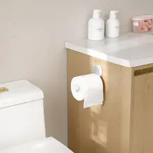 壁掛けトイレットペーパーホルダー【穴あけ不要・収納棚付き・洗面所用】