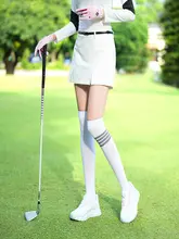 ゴルフ用レディースレイヤードスカートパンツ【防透け・ストレッチウエスト・スリット入り】