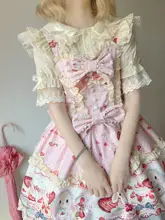 ロリータテイストのダブルカラー半袖シャツ【春夏用・女性用・ホワイト】
