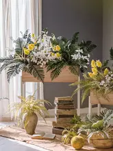 フェイクシダ植物 背景壁 レストラン リビング 装飾 プラスチック グリーン フラワー