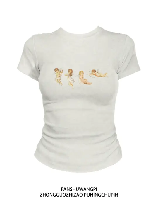 コットン製 ショートスリーブTシャツ【スリムフィット・ウエストシェイプ・女性用】