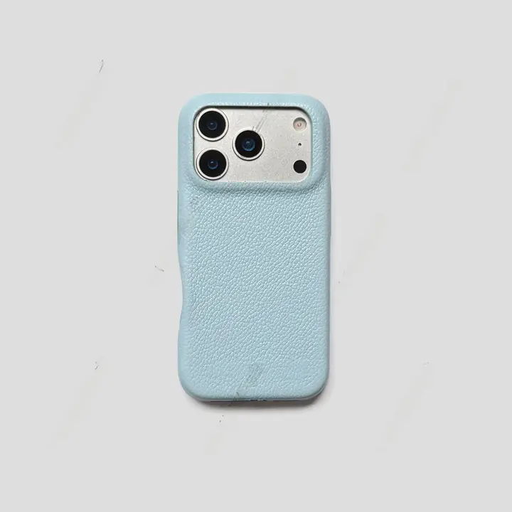 スマホケース ハードケース 合皮 ライテクスチャー マット加工 ハンドメイド ベビーブルー 爽やか かわいい iPhone 14 15 16 17 18 Pro 対応