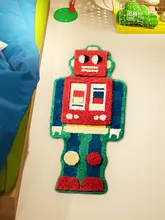 ロボットデザインの子供用寝室マット【防滑・ベッドサイド用・タフティング】