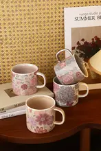 ベハン 美しい花柄マグカップ【家庭用・オフィス用・陶器製】