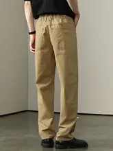 日本のシンプルさ カーキ ストレートカジュアルパンツ