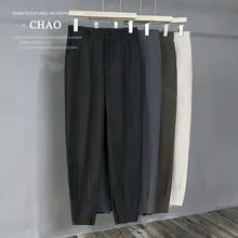 涼しげな薄手のカジュアル九分丈パンツ【男性用・スーツパンツ・韓国風・ taperedデザイン】