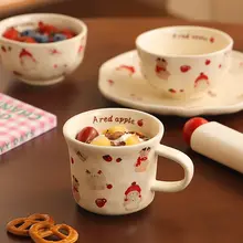 可愛い陶器製マグカップ【女性向け・コーヒー・朝食用・子供用・高いデザイン性】