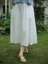 高腰Aライン半身スカート【春秋用・パラソルシルエット・ホワイト・体型カバー】
