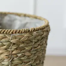 竹製編み花盆【手作り・床置き用・インテリア装飾】