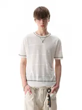 シンプルな無地デザインのリネン混紡Tシャツ【カジュアルスタイル・短袖】