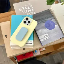 シンプル無地 液体シリコン推し引きスタンド 携帯電話ケース【耐衝撃・対応機種多数】