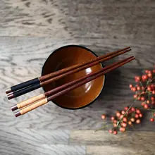 ヴィンテージスタイルの尖頭チーク木製箸【手作り・シンプルデザイン】