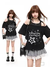 大人かわいい星柄アシンメトリートップス【ポケットデザイン・2way・ゆったりシルエット】（セットアップ対応）