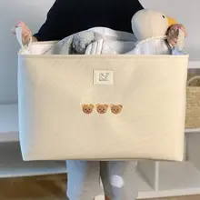 布製引き紐付きキャンバス収納ボックス【子供のおもちゃや衣類収納用】