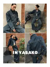 レトロデザインのデニムジャケット【オーバーサイズ・ストレートデニムパンツ】（セットアップ対応）
