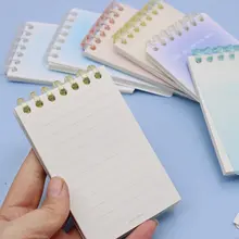 恒品 A7 ミニ携帯用リングノート【カートゥーンデザイン・取り外し可能な付箋・横罫グリッド・メモ帳】