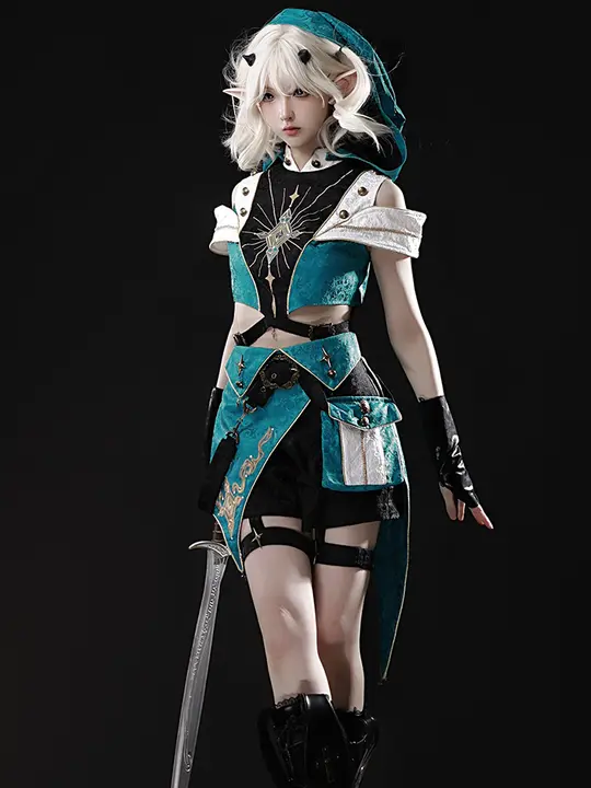 コスプレ向け洛麗塔ハロウィン衣装【クールなマイナー系・ゴシック調・ダークスタイル・トータルコーデ】（セットアップ対応）