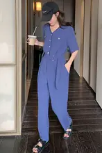 ブルーシフォンオールインワン【夏用・極上の柔らかさ・ワイドレッグ・フレンチスタイル】（セットアップ対応）