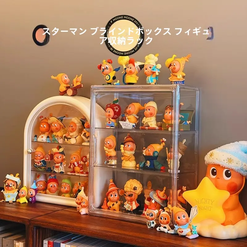 アクリル製盲箱収納ディスプレイラック：Mollyフィギュア用の3層収納システム
