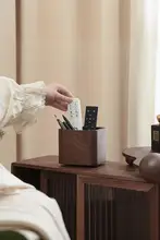 高級感あふれるウォールナット製リモコン収納ボックス【回転式・リビング用・テレビリモコン対応】