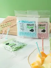 使い捨てプラスチックフルーツフォーク【家庭用・二歯・デザート用】（セットアップ対応）