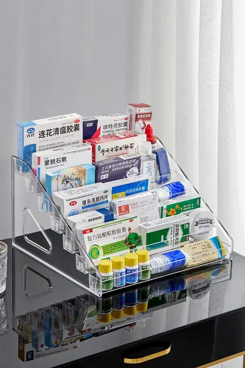 家庭用大容量救急薬箱【透明・多層デザイン・子供用の防疫薬収納】