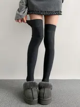 オーバーニーソックス レディース 縦ボーダー ルーズソックス 無地 あったか 着回し 春 秋 制服