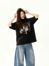 アメリカンビンテージデザインのグラフィックTシャツ【夏用・ビッグシルエット・ゆったりした着心地】