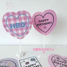ハートと小花の壁飾りカード【お誕生日お祝い・韓国風インテリア】