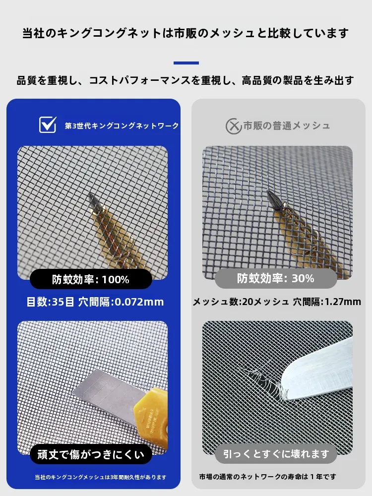 外開き金剛網のマグネット式防虫網：窓枠に設置し、虫対策を徹底的に実現