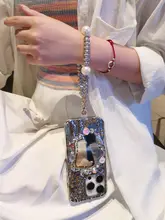 ビジュー付き携帯ストラップ【ハンドチェーン・軽やかでおしゃれ・手作りビーズデザイン】