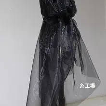 黒色オーガンジー透け感のあるファンタジースカート用生地【高級感ある軽やかさ】