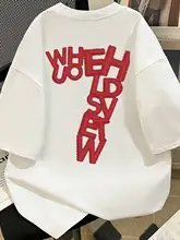 エレガントなデザインの7印花短袖Tシャツ【男女兼用・ラウンドネック・ゆったりタイプ】