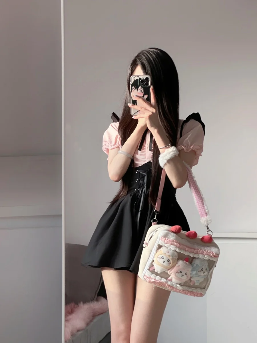高校生デート服の選び方：黒とピンクのフレアドレスセットで夏のデートをスタイルアップ