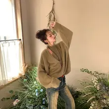 パール風の柔らかニットセーター【秋冬用・ルーズフィット・スタイル】