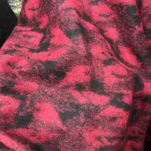 赤黒の花柄薄型ニットウール生地【幅広・柔らかい風合い】