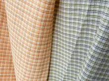 泡泡沙棉布の黄緑格子柄生地【DIYお人形服用・布地・小物用】