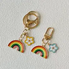 可愛いレインボー桜のキーホルダー【金属製・多色・バッグチャーム】