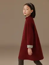 新中式デザインの秋冬用女児外套【赤色・国風・旗袍風・フォーマル】