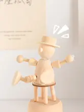 かわいらしい木製アニマルピエロデスクトップ飾り【子供部屋・インテリア装飾用】
