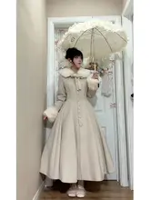 クラシックなデザイン！ロングウールコート【ウエスト絞り・シングルボタン・冬用】
